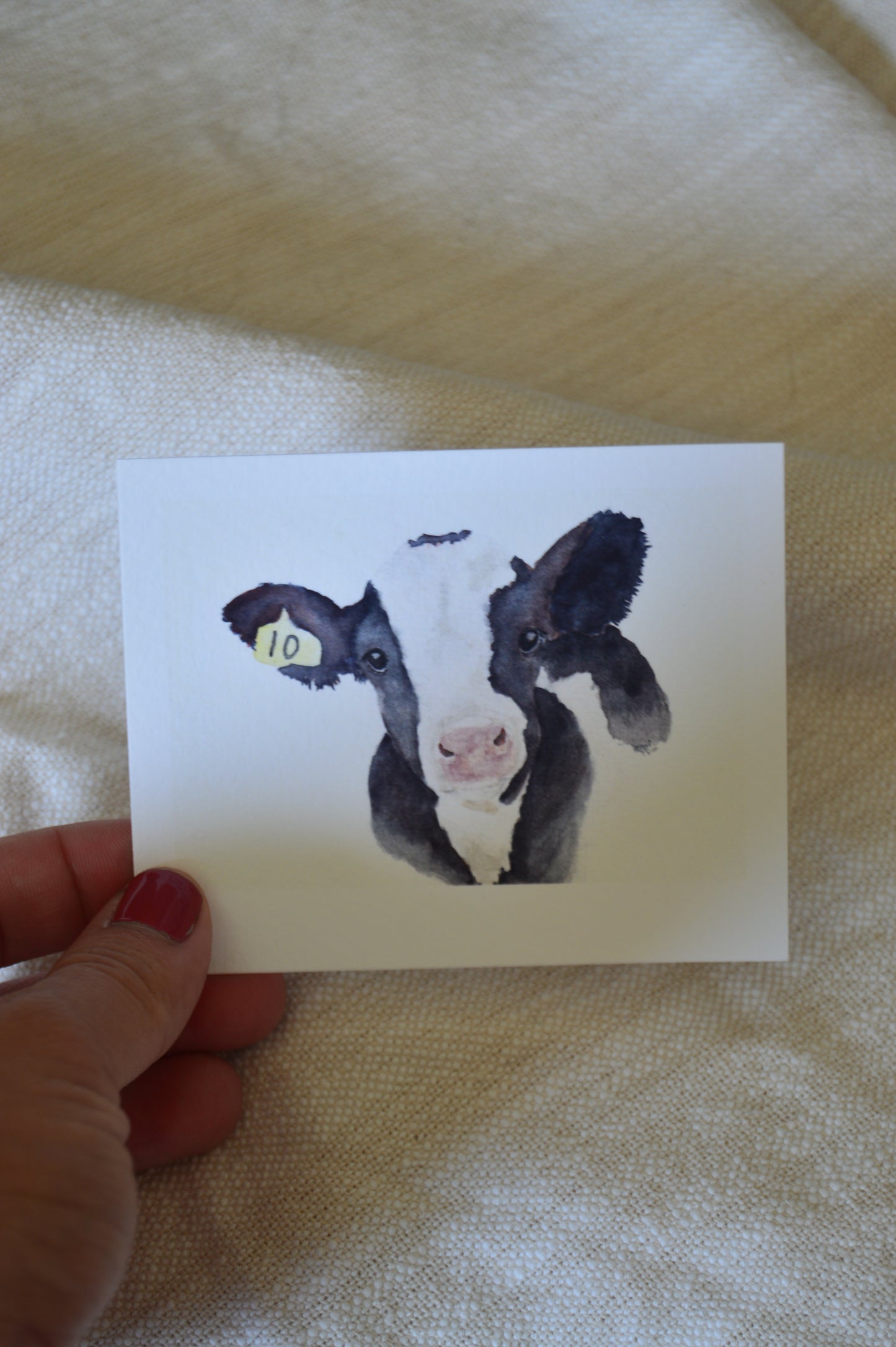 Mini Print Watercolor Holstein Calf
