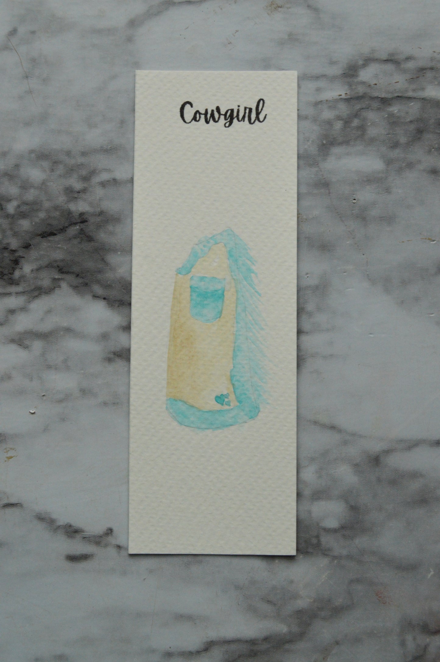 Cowgirl Watercolor Bookmark