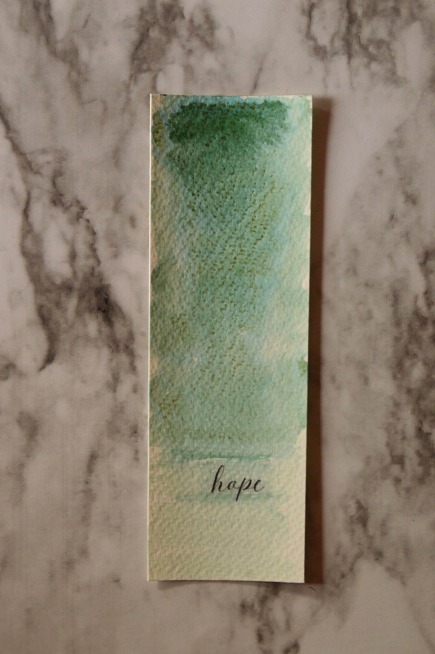 Hope Green Watercolor Bookmark