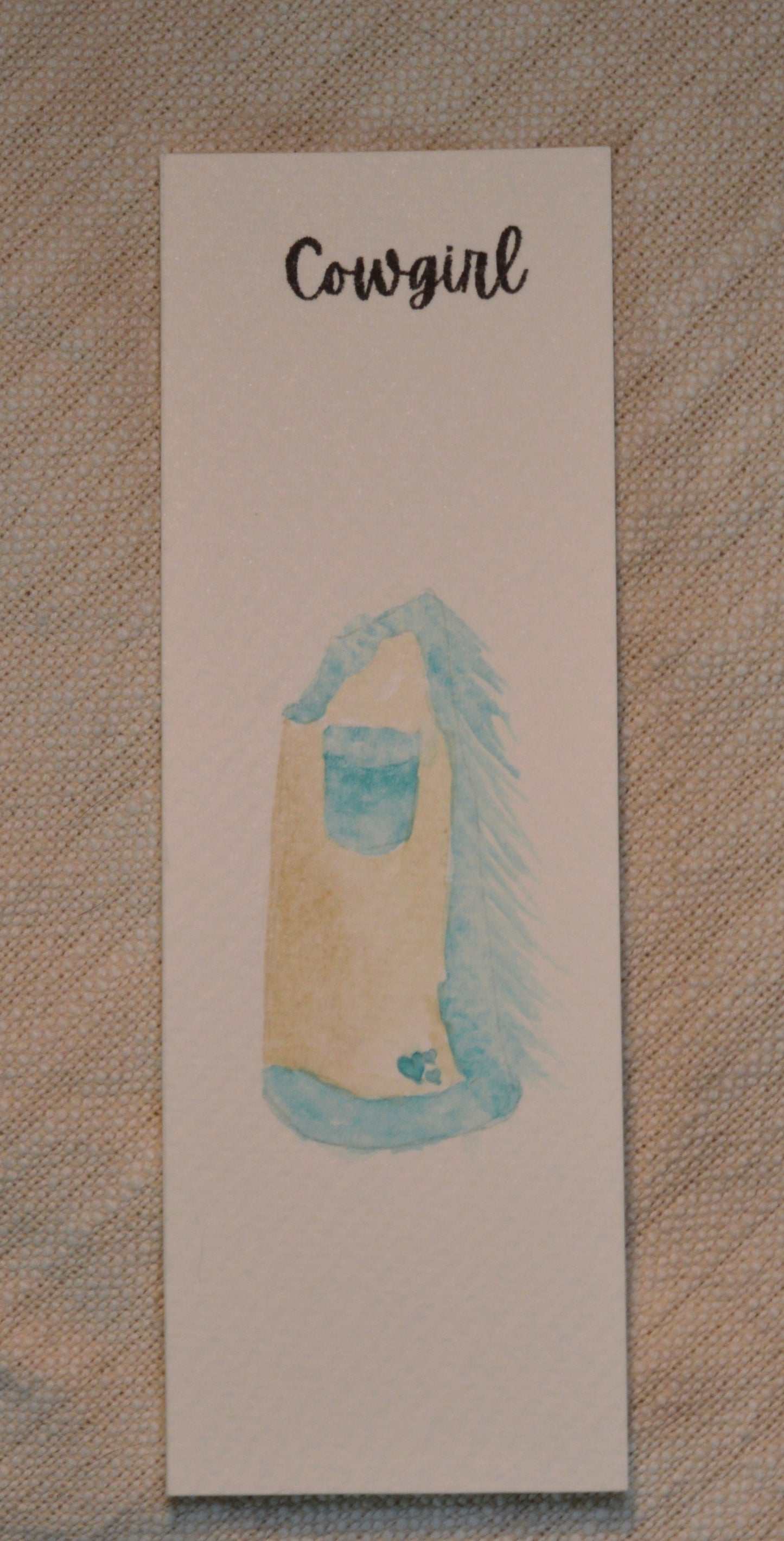 Cowgirl Watercolor Bookmark
