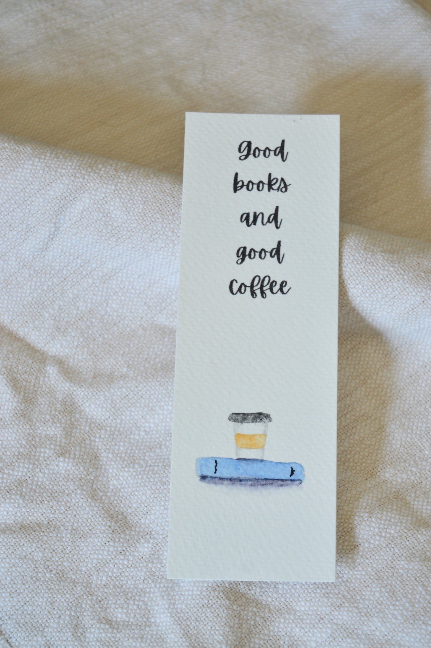 Good Books and Good Coffee Watercolor Bookmark
