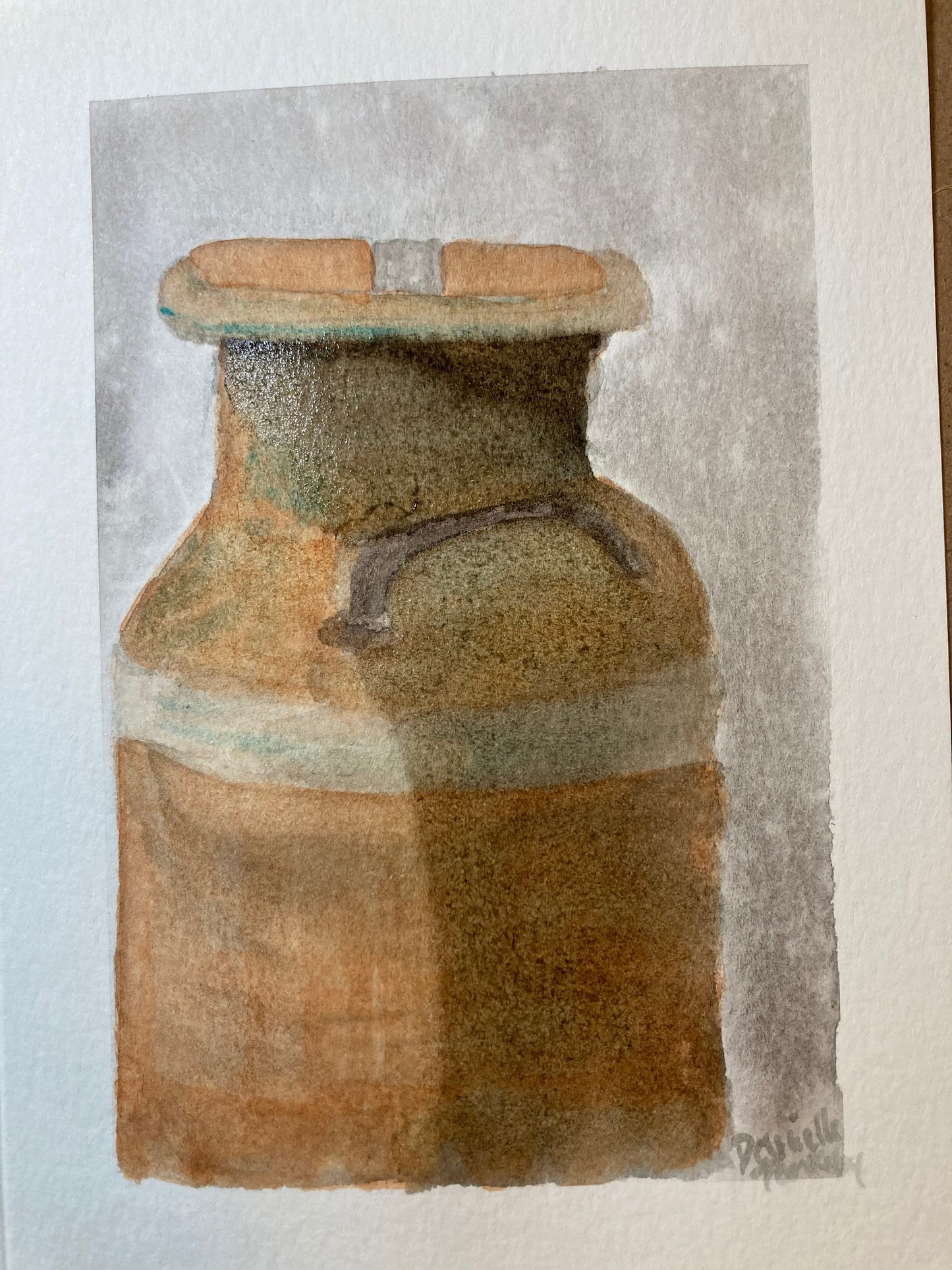 Rustic Milk Can Watercolor Greeting Card