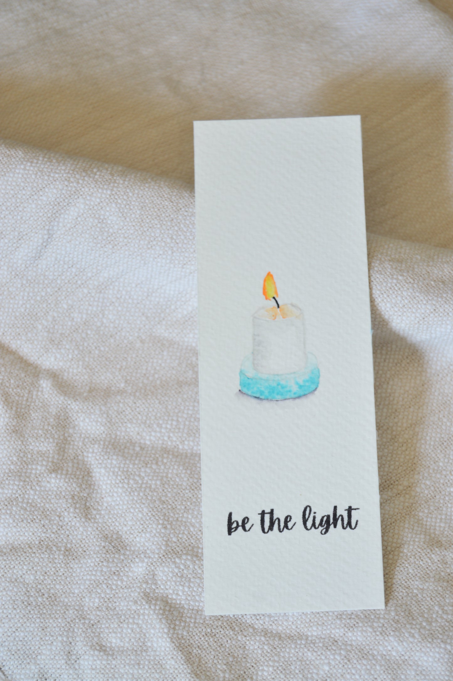 Be The Light Watercolor Candle Bookmark