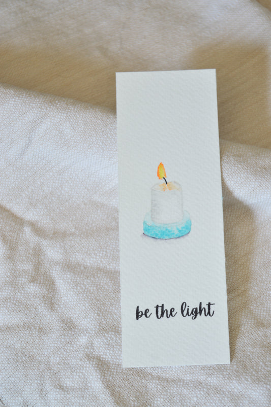 Be The Light Watercolor Candle Bookmark