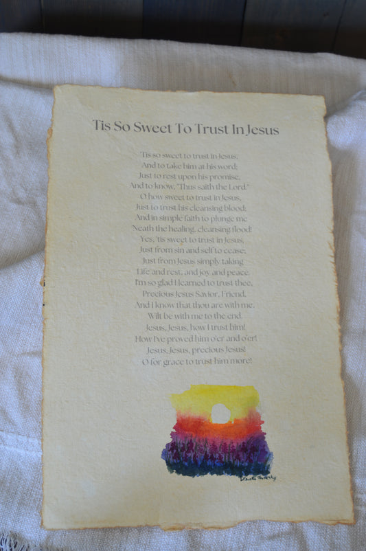 Tis So Sweet To Trust In Jesus Hymn Watercolor