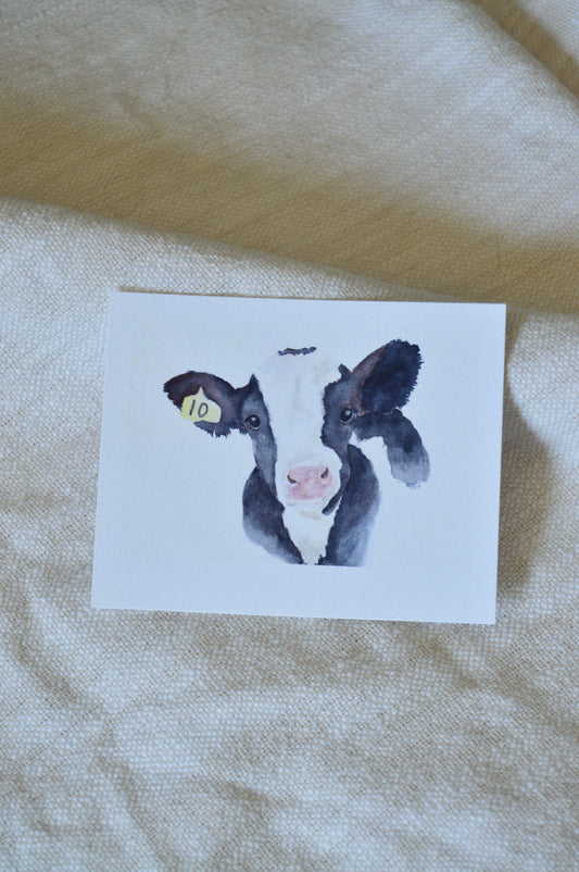 Mini Print Watercolor Holstein Calf