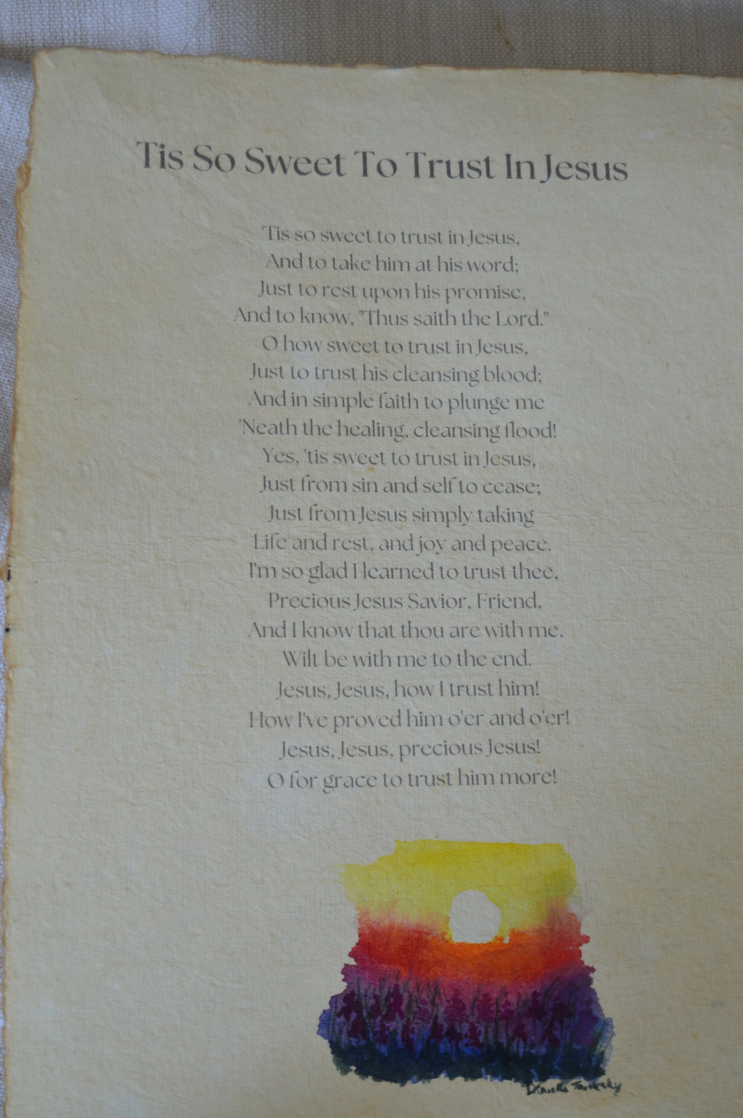 Tis So Sweet To Trust In Jesus Hymn Watercolor