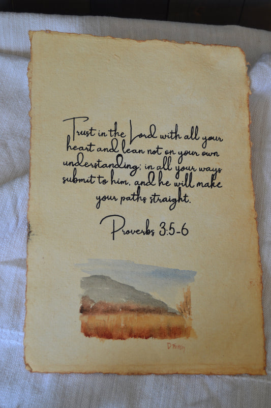 Proverbs 3:5-6 Distressed Watercolor