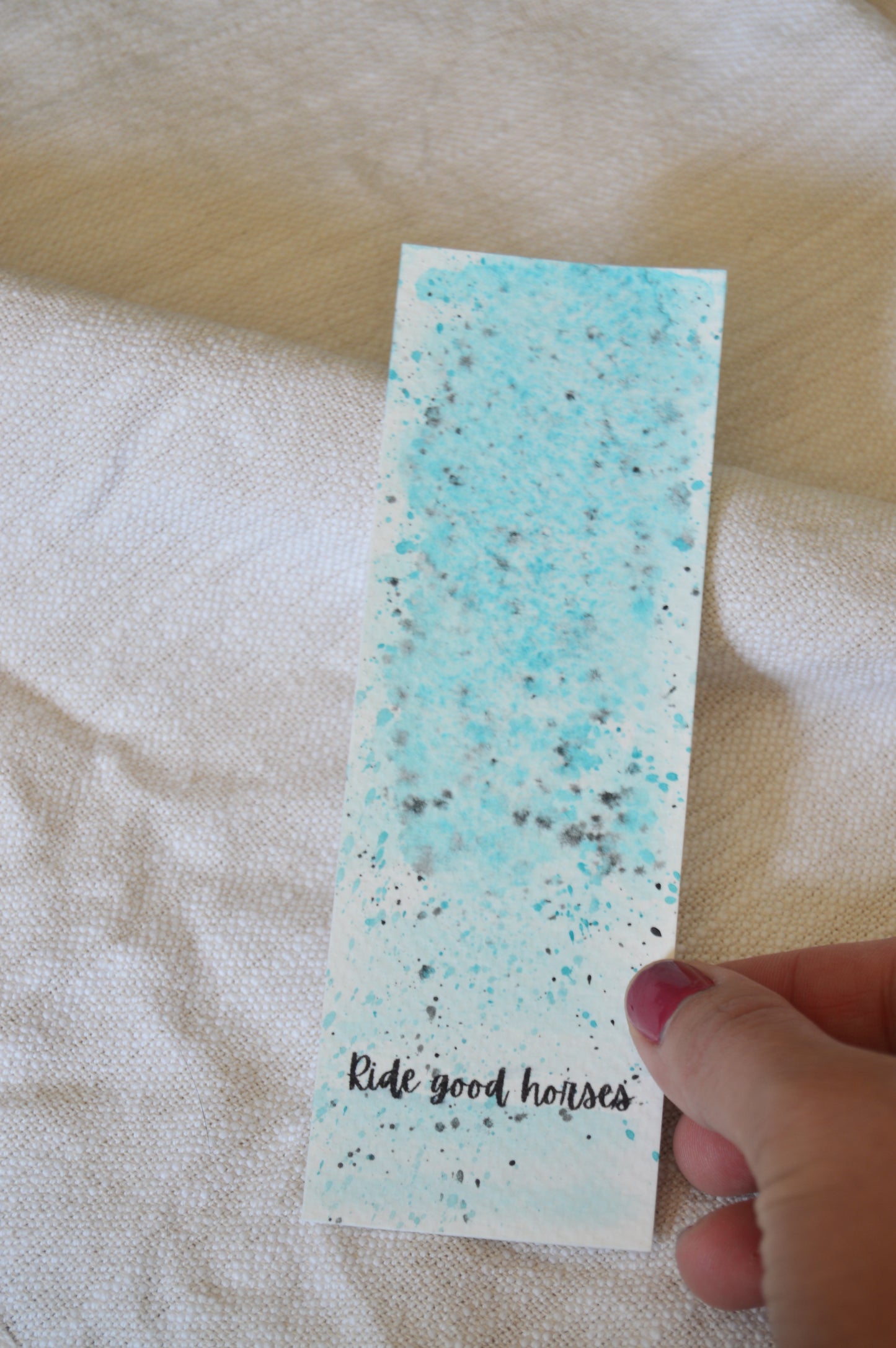 Ride Good Horses Turquoise Watercolor Bookmark