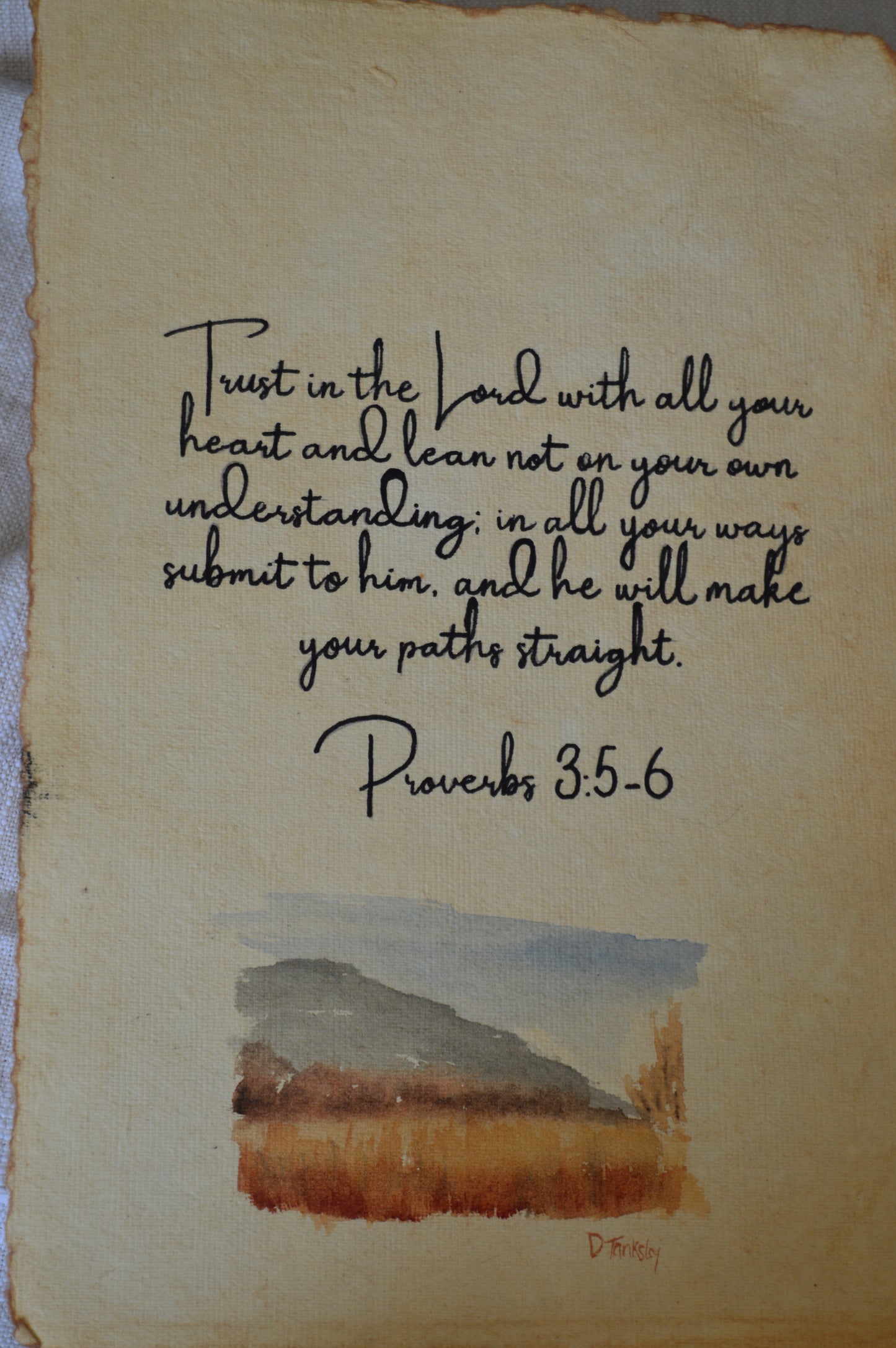 Proverbs 3:5-6 Distressed Watercolor