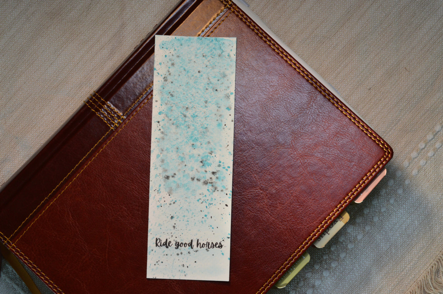 Ride Good Horses Turquoise Watercolor Bookmark