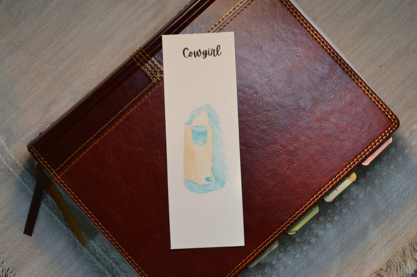 Cowgirl Watercolor Bookmark
