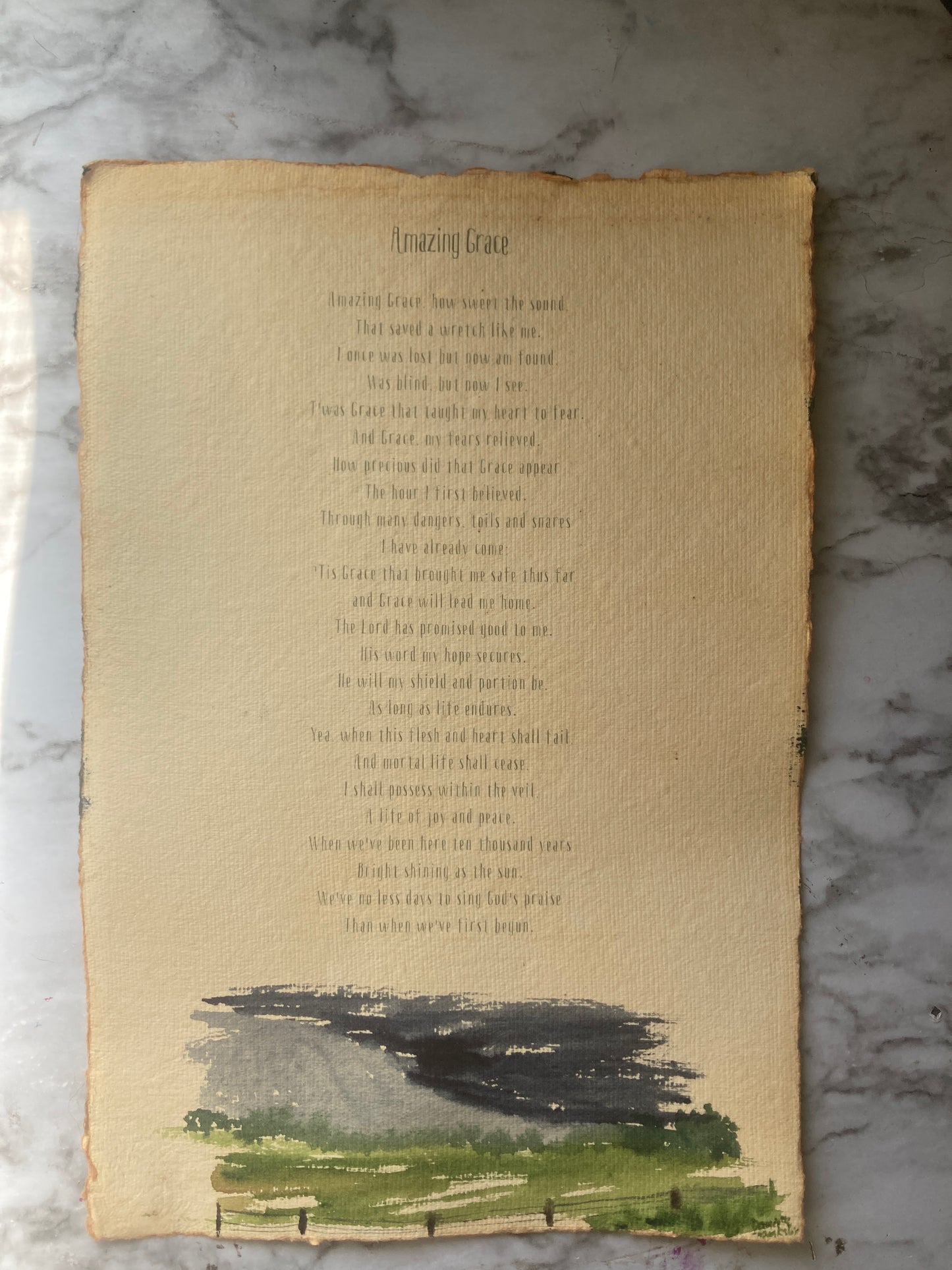 Amazing Grace Hymn Watercolor