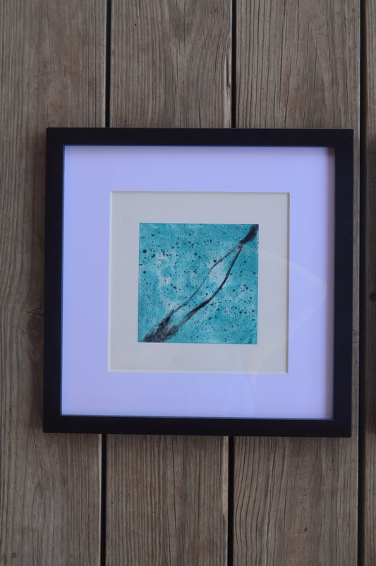 Abstract Turquoise Watercolor Painting Framed