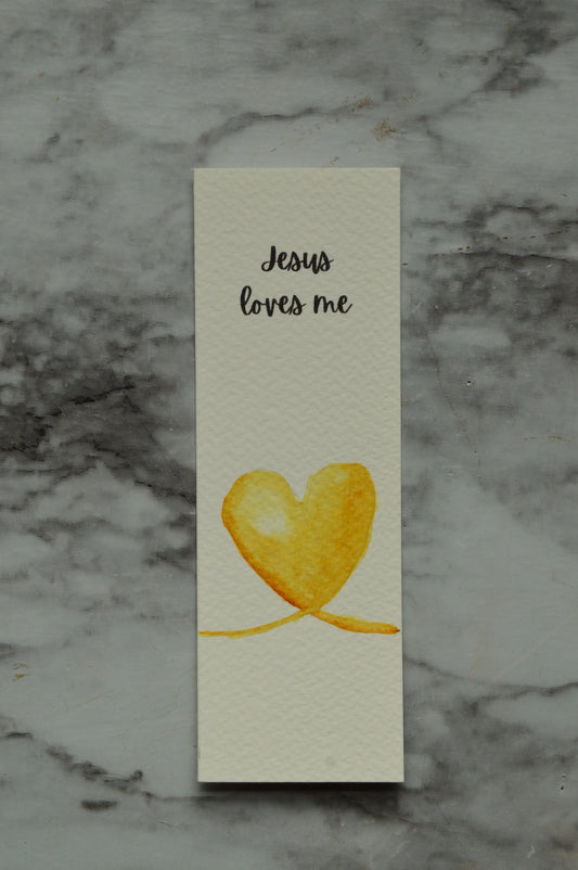 Jesus Loves Me Golden Heart Bookmark
