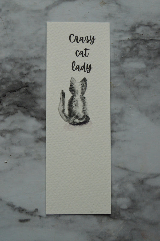 Crazy Cat Lady Watercolor Bookmark