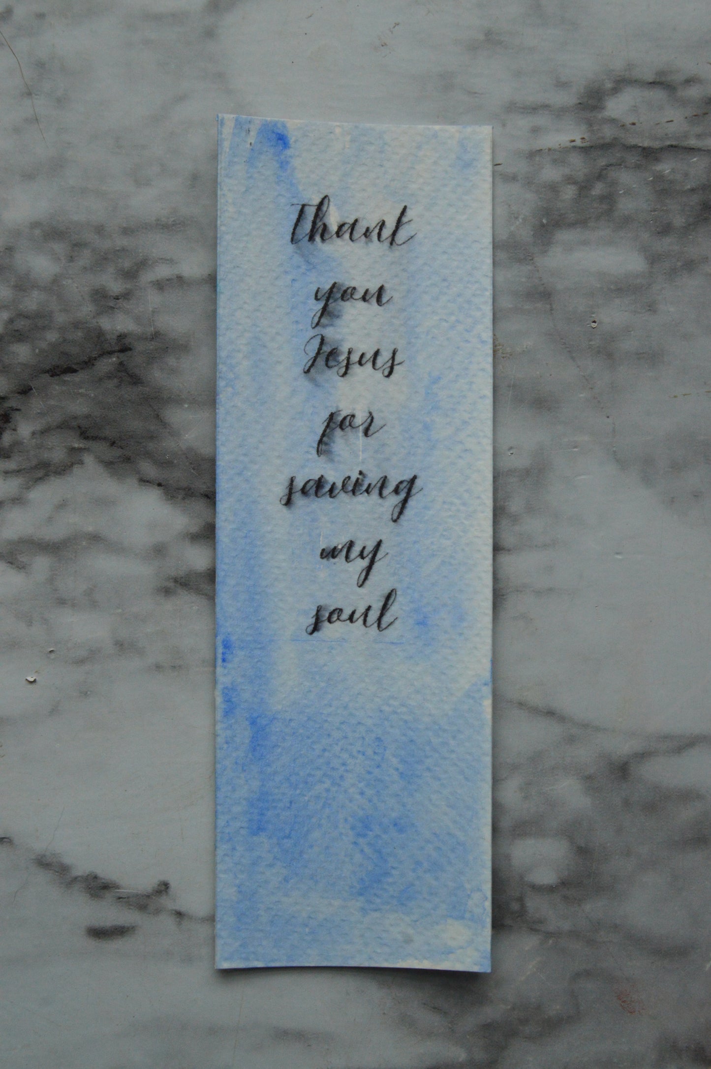 Thank You Jesus For Saving My Soul Watercolor Bookmark Blue