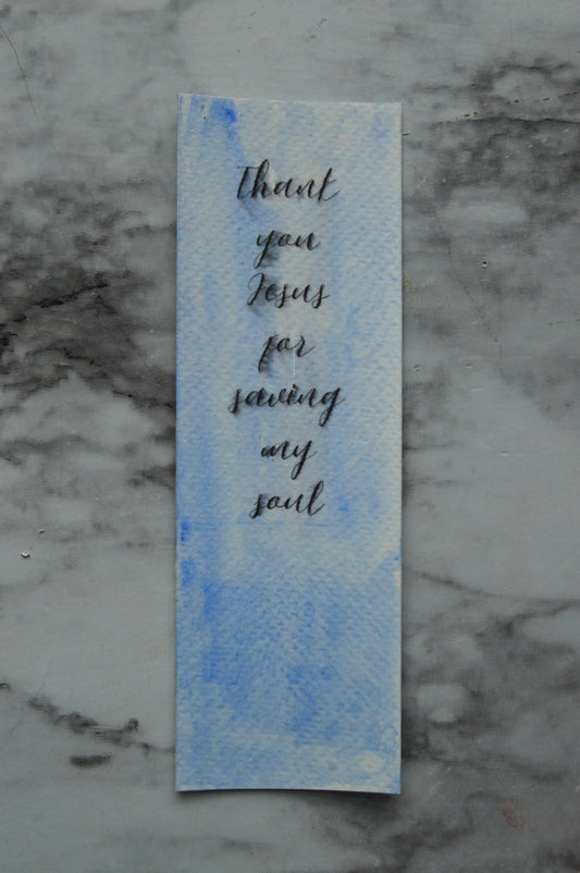 Thank You Jesus For Saving My Soul Watercolor Bookmark Blue