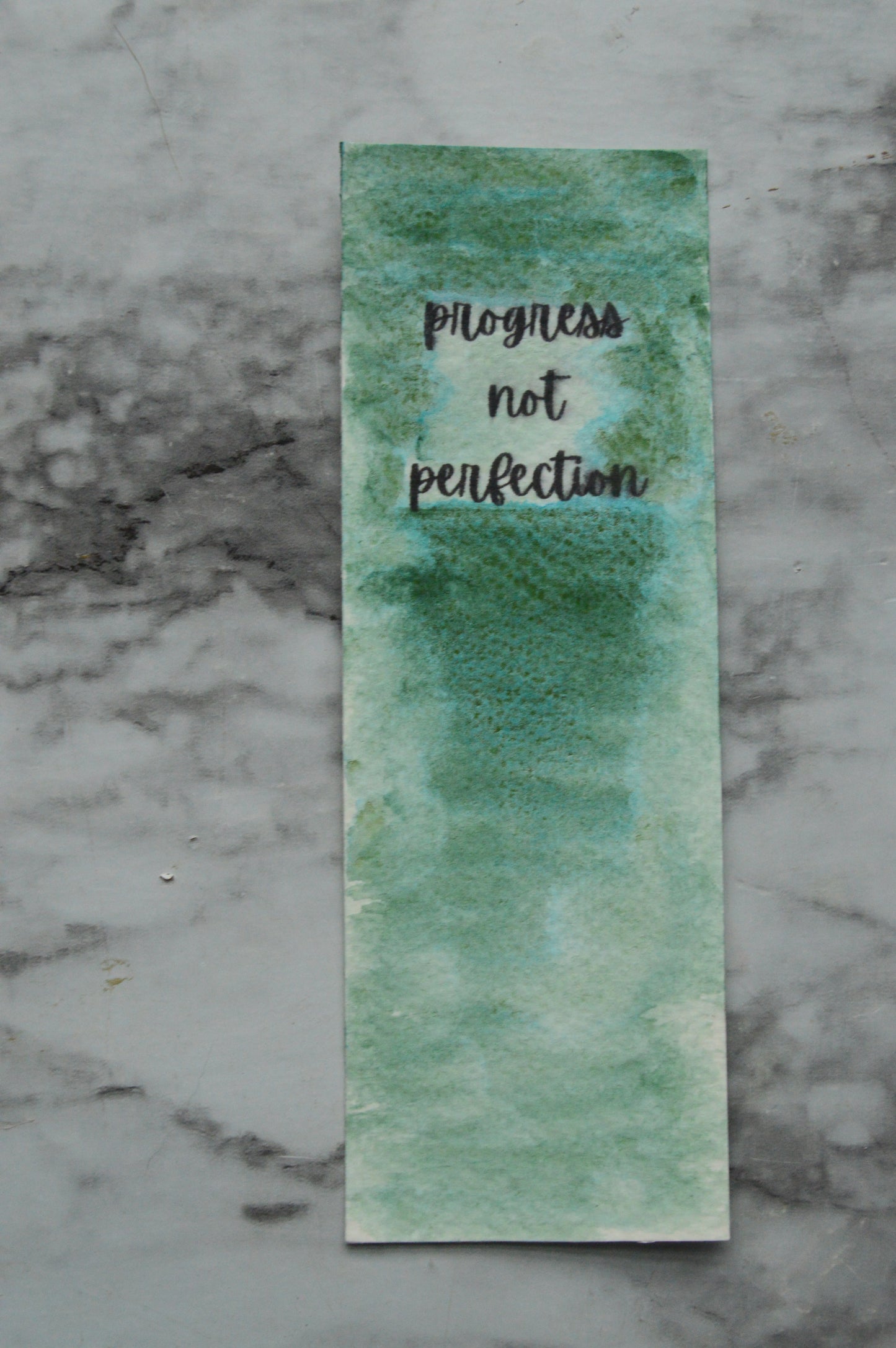 Progress Not Perfection Green Watercolor Bookmark