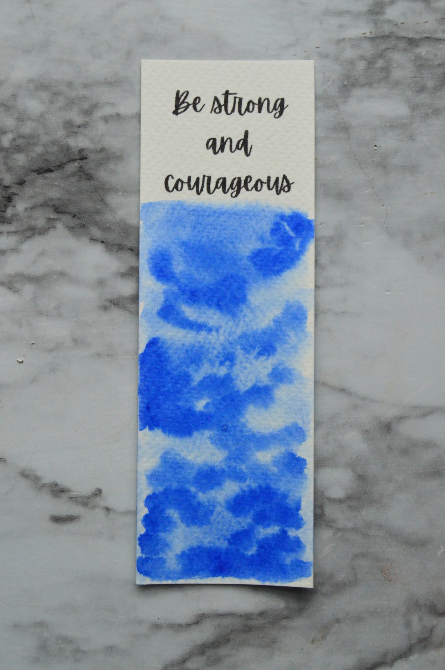 Be Strong And Courageous Watercolor Bookmark Blue