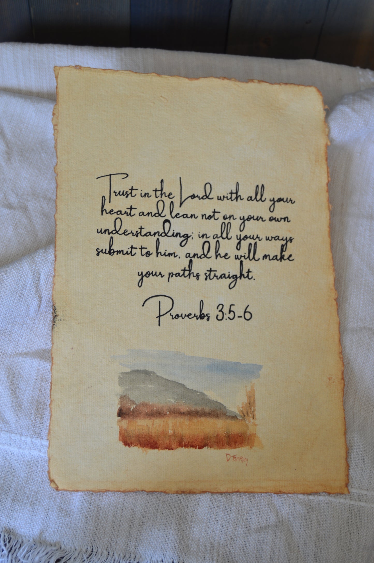 Proverbs 3:5-6 Distressed Watercolor