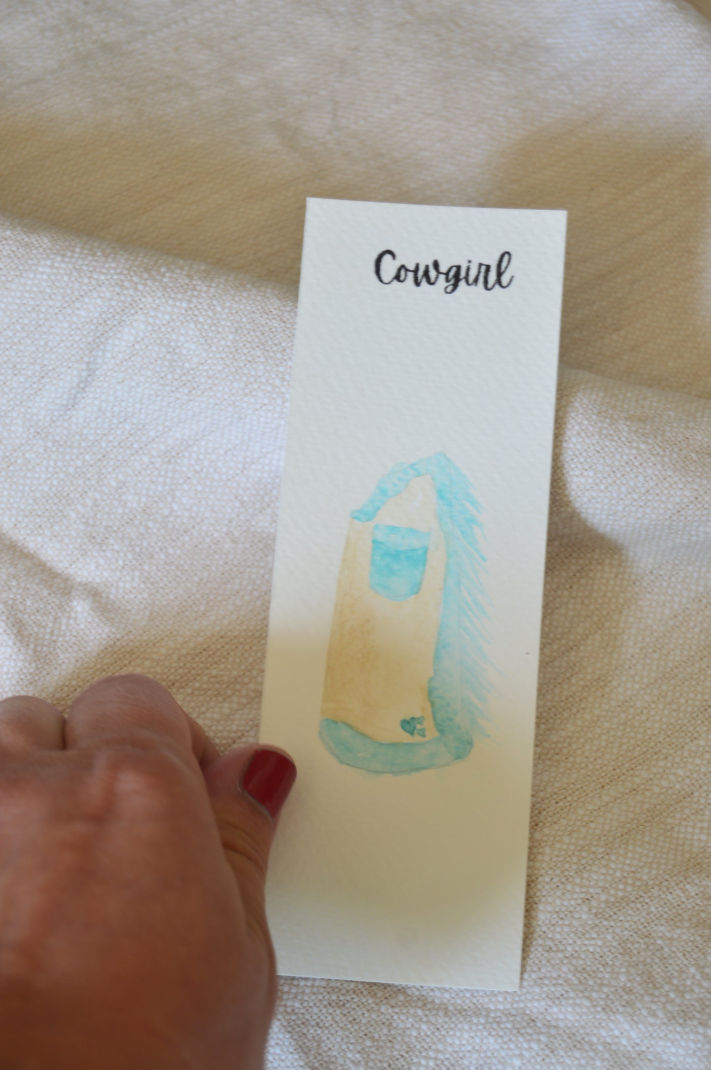 Cowgirl Watercolor Bookmark