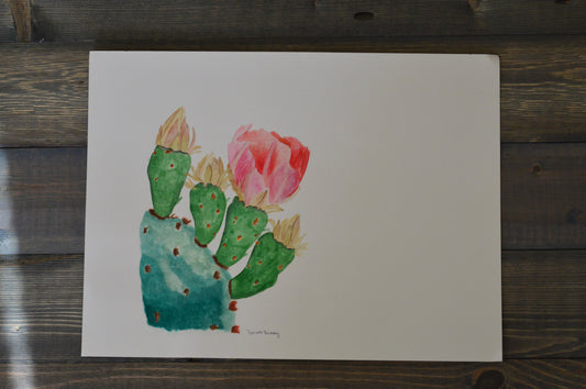 Cactus Flower Original Watercolor Bloom