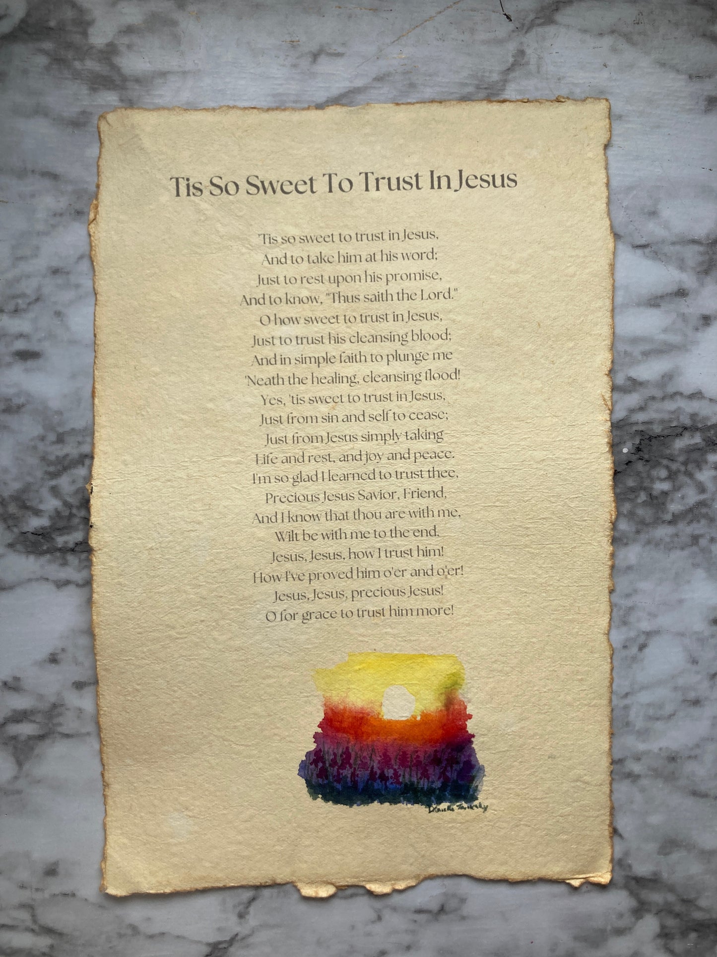 Tis So Sweet To Trust In Jesus Hymn Watercolor